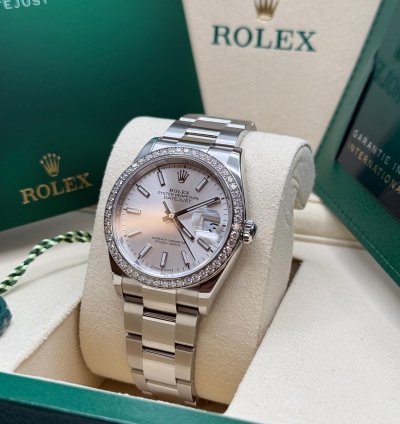 Rolex Datejust 36 New 2025 Silver Index Dial Stainless Steel Diamond Bezel Oyster Bracelet