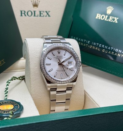 Rolex Datejust 36 New 2025 Silver Index Dial Stainless Steel Diamond Bezel Oyster Bracelet
