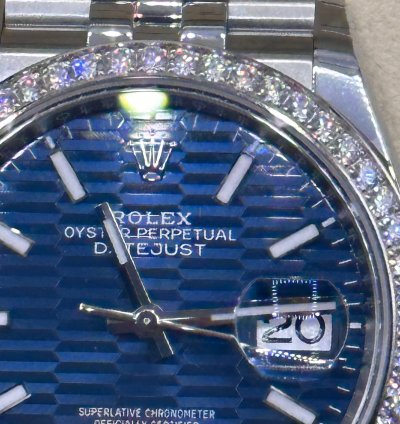 Rolex Datejust 36 Ref 126284rb Blue Motif Dial With Factory Diamond Bezel - New Unworn Full Set