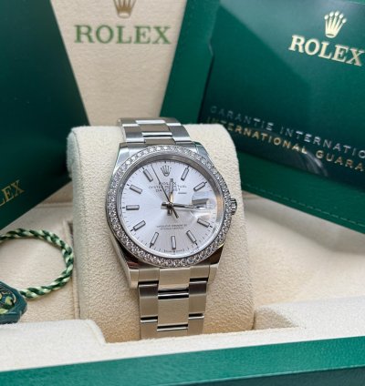 Rolex Datejust 36 Silver Index Dial Stainless Steel Diamond Bezel Oyster Bracelet