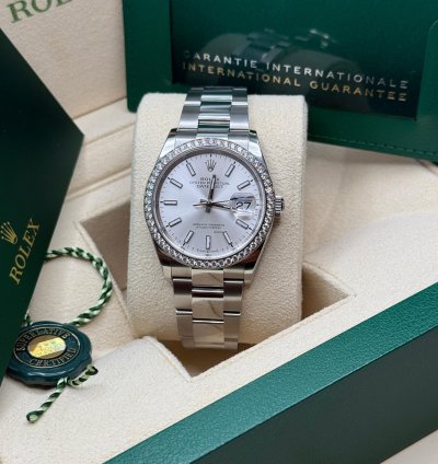 Rolex Datejust 36 Silver Index Dial Stainless Steel Diamond Bezel Oyster Bracelet