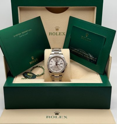 Rolex Datejust 36 Silver Index Dial Stainless Steel Diamond Bezel Oyster Bracelet
