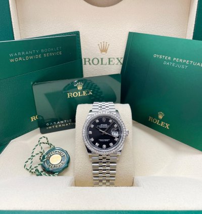 Rolex Datejust 36 Unworn Datejust 36mm 126284rbr Black Diamond Dial Diamond Bezel Jubilee Bracelet Stainless