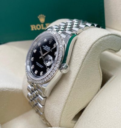Rolex Datejust 36 Unworn Datejust 36mm 126284rbr Black Diamond Dial Diamond Bezel Jubilee Bracelet Stainless