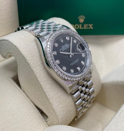 Rolex Datejust 36 Unworn Datejust 36mm 126284rbr Black Diamond Dial Diamond Bezel Jubilee Bracelet Stainless