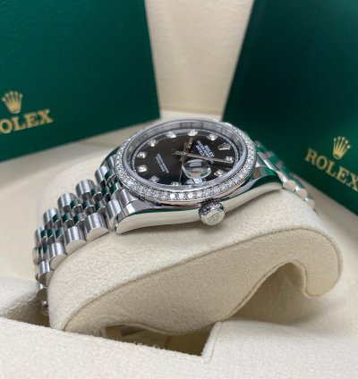 Rolex Datejust 36 Unworn Datejust 36mm 126284rbr Black Diamond Dial Diamond Bezel Jubilee Bracelet Stainless