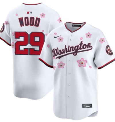 James Wood Jersey 29 Washington Nationals Cherry Blossom Vapor Premier Limited Stitched White