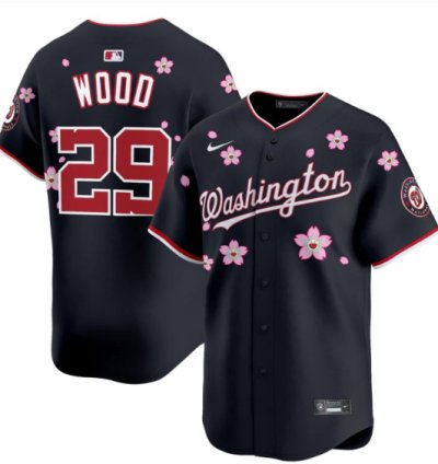 James Wood Jersey 29 Washington Nationals Cherry Blossom Vapor Premier Limited Stitched Navy