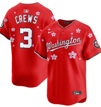 Dylan Crews Jersey 3 Washington Nationals Cherry Blossom Vapor Premier Limited Stitched Red