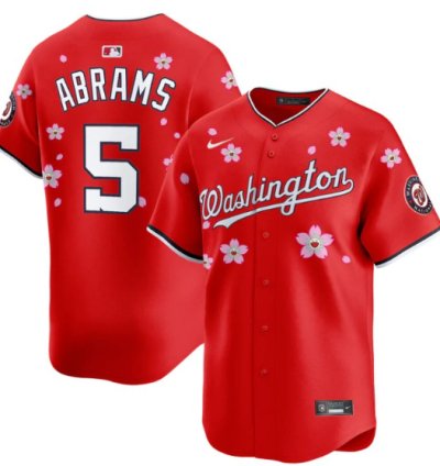 Cj Abrams Jersey 5 Washington Nationals Cherry Blossom Vapor Premier Limited Stitched Red