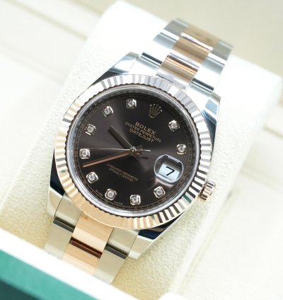 Rolex Datejust 41 2024 Datejust 41 Steel And Rose Gold Chocolate Diamond Dial Unworn Box And Papers 126331