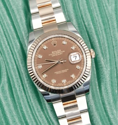 Rolex Datejust 41 2024 Datejust 41 Steel And Rose Gold Chocolate Diamond Dial Unworn Box And Papers 126331