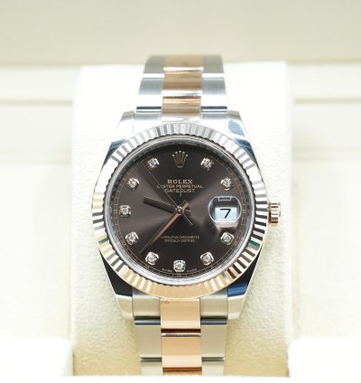 Rolex Datejust 41 2024 Datejust 41 Steel And Rose Gold Chocolate Diamond Dial Unworn Box And Papers 126331