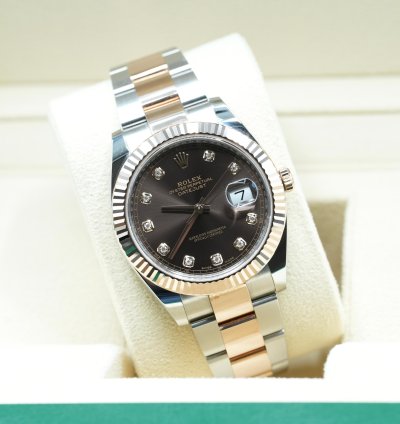 Rolex Datejust 41 2024 Datejust 41 Steel And Rose Gold Chocolate Diamond Dial Unworn Box And Papers 126331