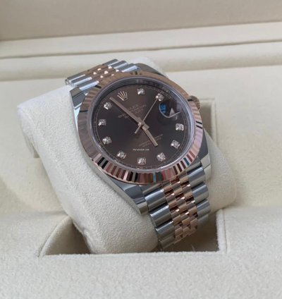 Rolex Datejust 41 2024 Rose Gold Datejust 41 Chocolate Diamond Dial Unworn 126331 Box Papers