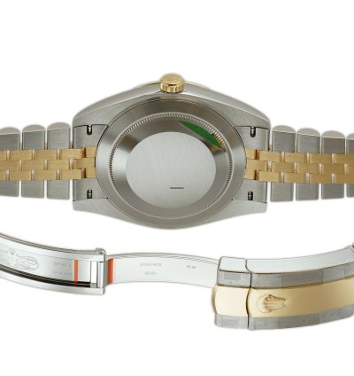 Rolex Datejust 41 41mm Steel 18k Yellow Gold Black Diamond Dial Jubilee Bracelet