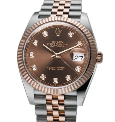 Rolex Datejust 41 41mm Steel Everose Gold Chocolate Diamond Dial Jubilee Bracelet