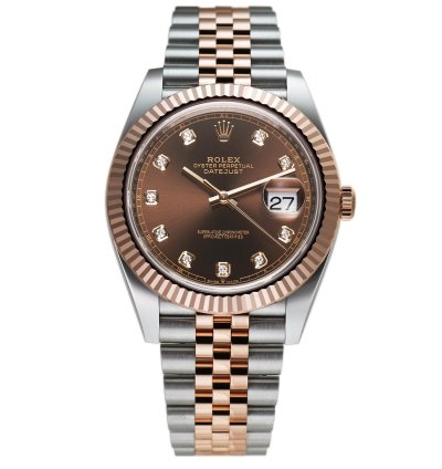 Rolex Datejust 41 41mm Steel Everose Gold Chocolate Diamond Dial Jubilee Bracelet