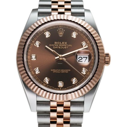 Rolex Datejust 41 41mm Steel Everose Gold Chocolate Diamond Dial Jubilee Bracelet