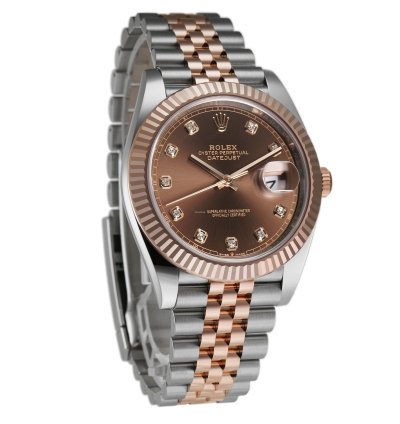 Rolex Datejust 41 41mm Steel Everose Gold Chocolate Diamond Dial Jubilee Bracelet