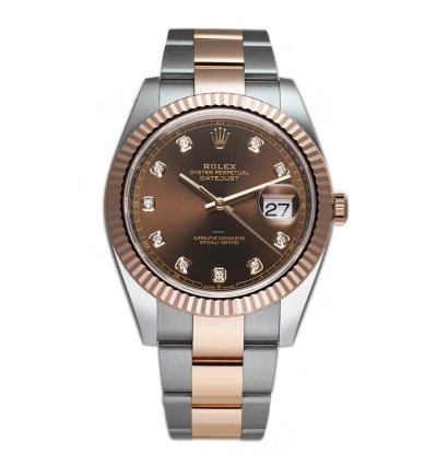 Rolex Datejust 41 41mm Steel Everose Gold Chocolate Diamond Dial Oyster Bracelet