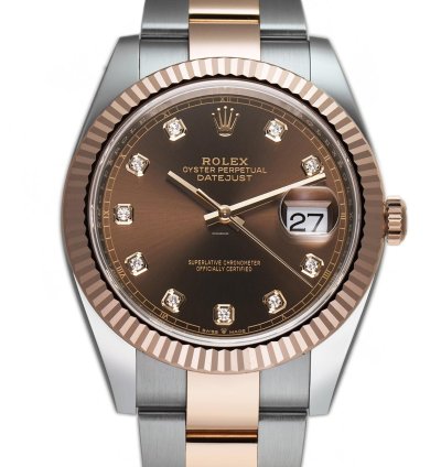 Rolex Datejust 41 41mm Steel Everose Gold Chocolate Diamond Dial Oyster Bracelet