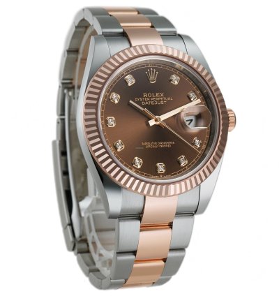 Rolex Datejust 41 41mm Steel Everose Gold Chocolate Diamond Dial Oyster Bracelet