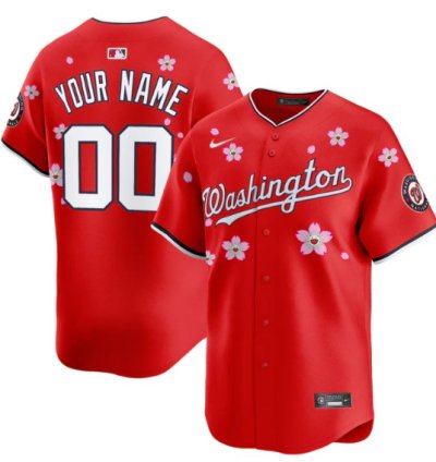 Custom Washington Nationals Jersey Name Number Cherry Blossom Vapor Premier Limited Stitched Red