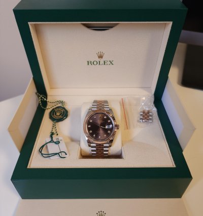 Rolex Datejust 41 Chocloate Set With Diamonds 41mm Oystersteel And Everose Gold