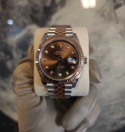Rolex Datejust 41 Chocloate Set With Diamonds 41mm Oystersteel And Everose Gold