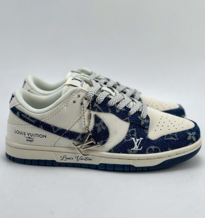 280 Nike Sb Dunk Low X Louis Vuitton White Blue Denim Xo3802-335 12