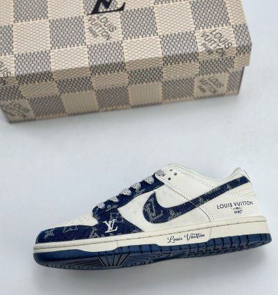 280 Nike Sb Dunk Low X Louis Vuitton White Blue Denim Xo3802-335 12