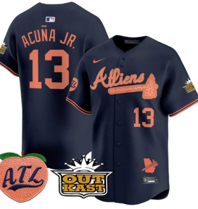 Ronald Acuna Jr Jersey 13 Atlanta Braves Atliens Peach Vapor Premier Limited Stitched