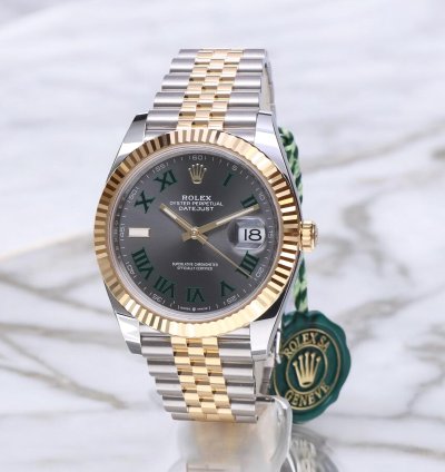 Rolex Datejust 41 Jubilee Gold Steel Wimbledon Slate Roman Unworn 2025