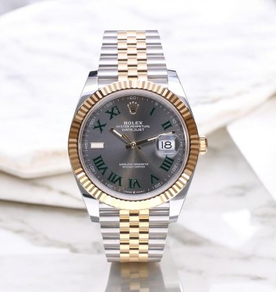 Rolex Datejust 41 Jubilee Gold Steel Wimbledon Slate Roman Unworn 2025