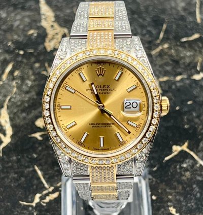 Rolex Datejust 41 New - Champagne Dial - Iced Out - Diamonds