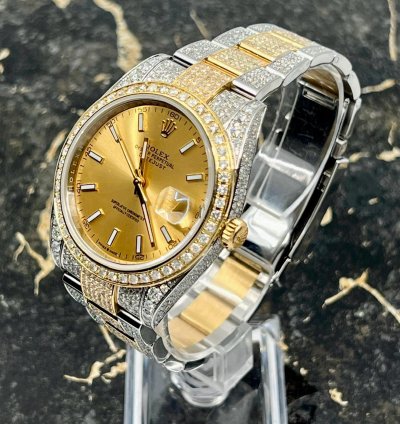 Rolex Datejust 41 New - Champagne Dial - Iced Out - Diamonds