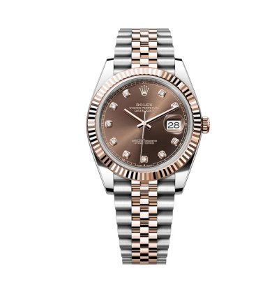 Rolex Datejust 41 New 2025 Chocolate Diamond Dial Two Tone Rose Gold Fluted Jubilee Bracelet