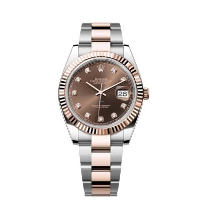 Rolex Datejust 41 New 2025 Chocolate Diamond Dial Two Tone Rose Gold Fluted Oyster Bracelet