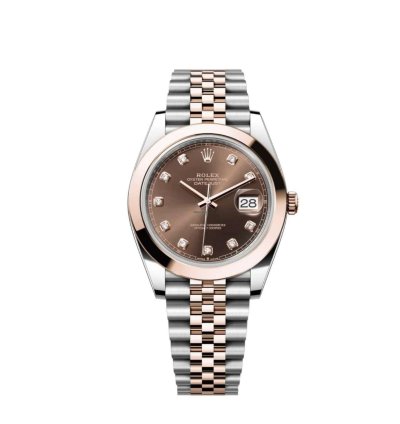 Rolex Datejust 41 New 2025 Chocolate Diamond Two Tone Rose Gold Smooth Bezel Jubilee Bracelet