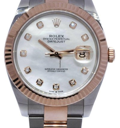 Rolex Datejust 41 Nos Rolex Datejust 18k Rosegold Steel 41 Mop Diamond Dial Watch 21 126331