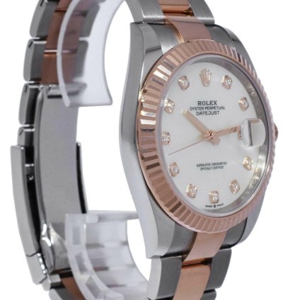 Rolex Datejust 41 Nos Rolex Datejust 18k Rosegold Steel 41 Mop Diamond Dial Watch 21 126331