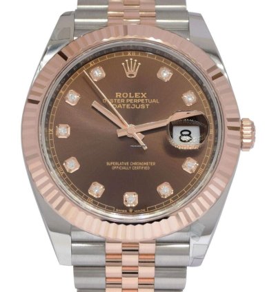 Rolex Datejust 41 Nos Rolex Datejust 41 18k Rose Gold Steel Chocolate Diamond Watch 24 126331