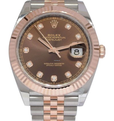 Rolex Datejust 41 Nos Rolex Datejust 41 18k Rose Gold Steel Chocolate Diamond Watch 24 126331