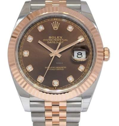 Rolex Datejust 41 Nos Rolex Datejust 41 18k Rose Gold Steel Chocolate Diamond Watch 24 126331