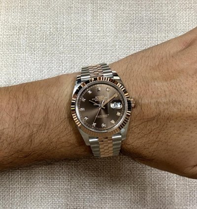 Rolex Datejust 41 Nos Rolex Datejust 41 18k Rose Gold Steel Chocolate Diamond Watch 24 126331