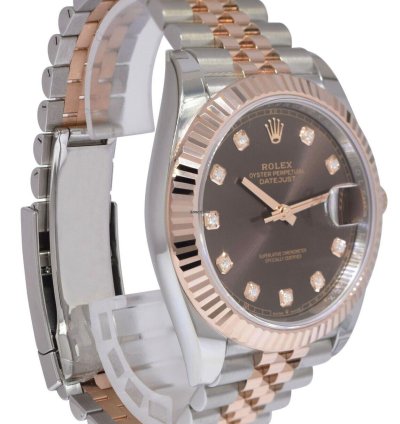 Rolex Datejust 41 Nos Rolex Datejust 41 18k Rose Gold Steel Chocolate Diamond Watch 24 126331