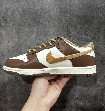 220 Nk Dunk Low Brown Plaid White And Brown Splicing S23a