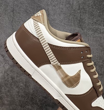220 Nk Dunk Low Brown Plaid White And Brown Splicing S23a