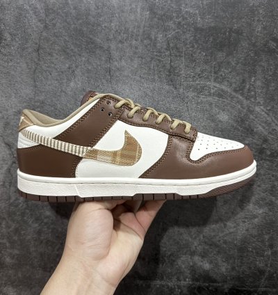 220 Nk Dunk Low Brown Plaid White And Brown Splicing S23a
